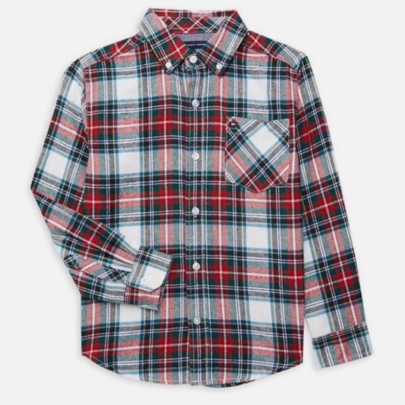 Tommy Hilfiger Boy's Plaid Long Sleeve Button Down Shirt NWT Large 16/18 - Picture 1 of 6